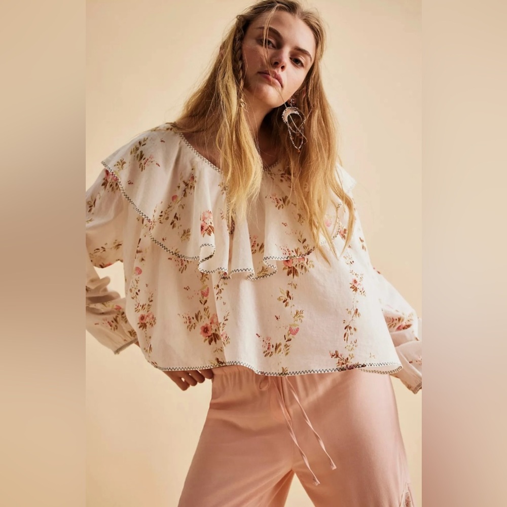 New Free People Camilla Printed Blouse
